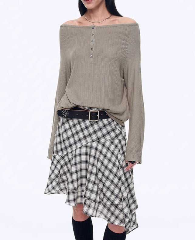 Casual Off-Shoulder Raglan Sleeve T-Shirt