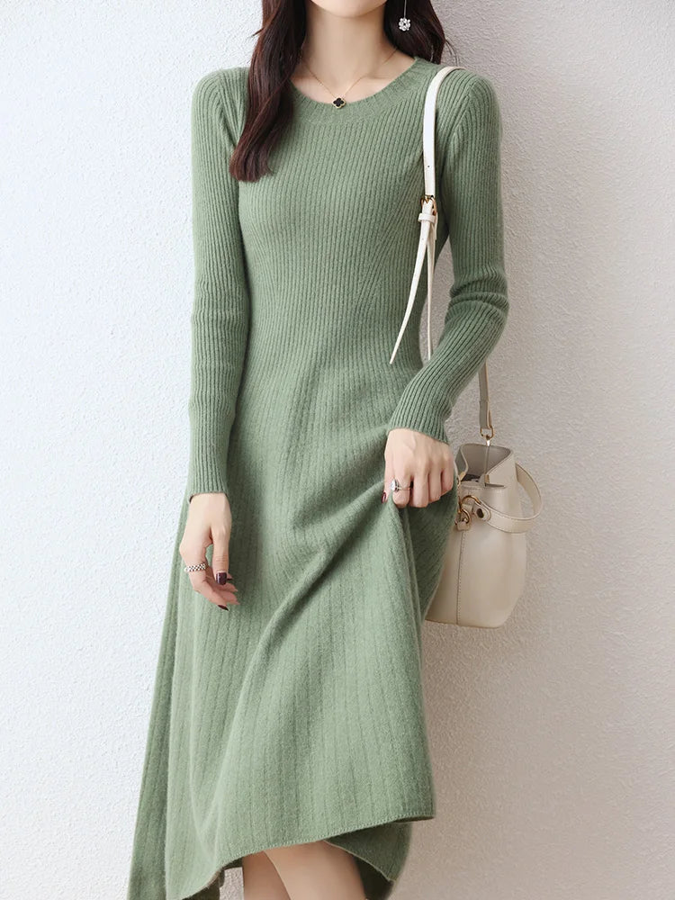 Soft Keen Length Australian Wool Sweater Dresses