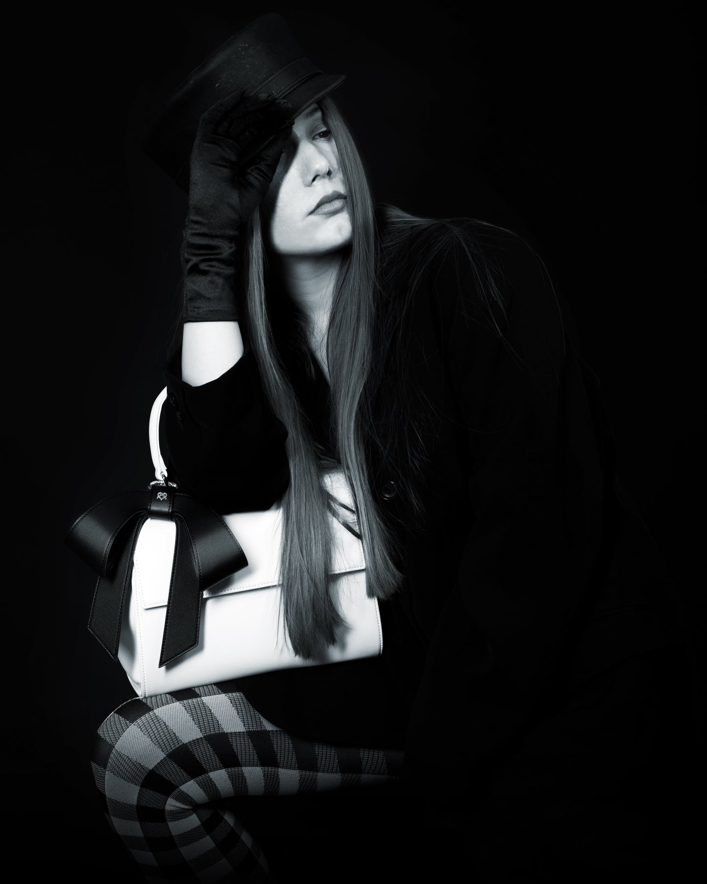 White Vegan Leather Crossbody Bag with Black Bow