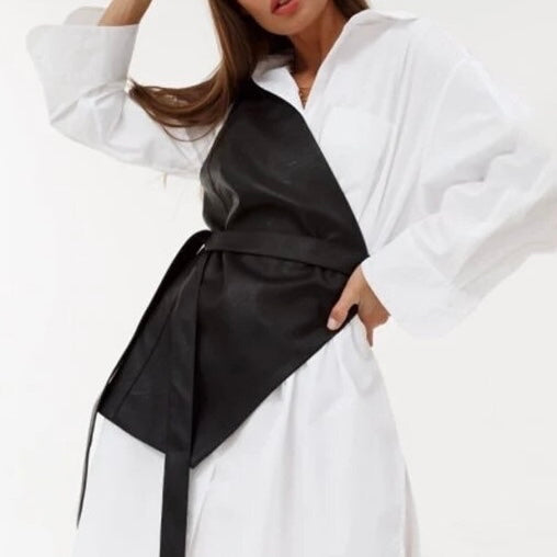 Asymmetric Faux Leather Vest