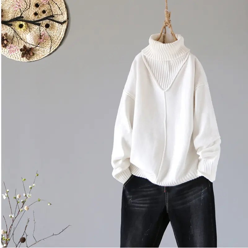 Relax Fit Rib Turtleneck Sweater