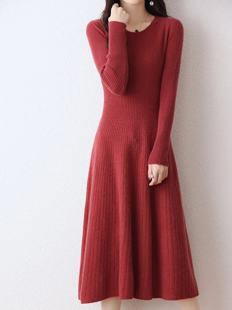 Soft Keen Length Australian Wool Sweater Dresses