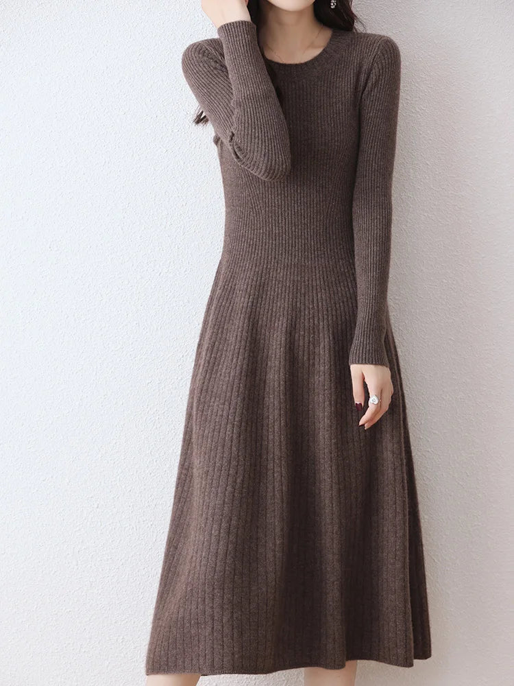 Soft Keen Length Australian Wool Sweater Dresses
