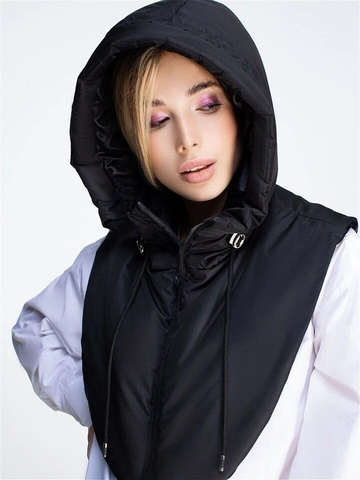 Hooded Puffer Zip Front Bib