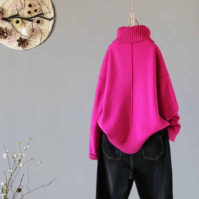 Relax Fit Rib Turtleneck Sweater