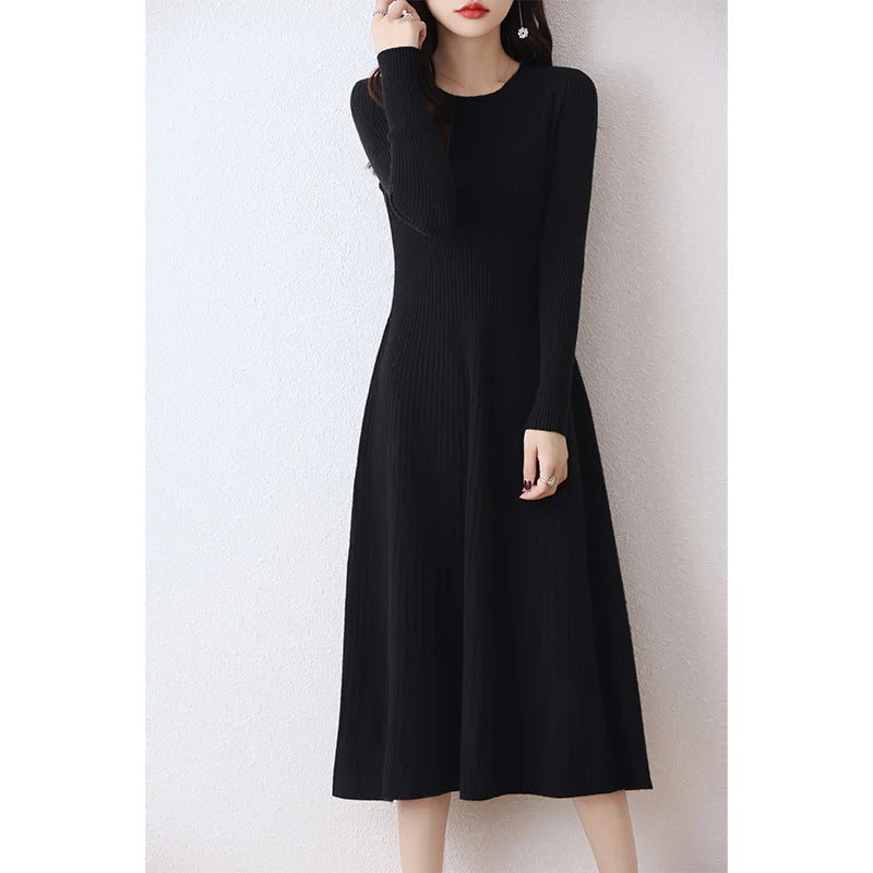 Soft Keen Length Australian Wool Sweater Dresses