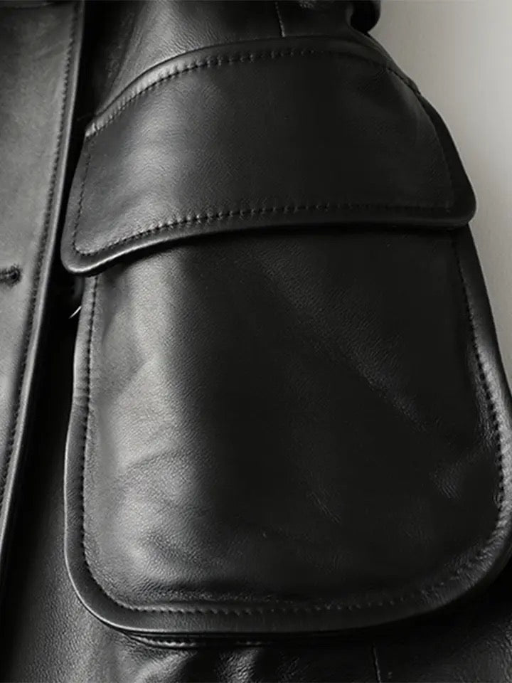 Black Faux Leather Trend Coat