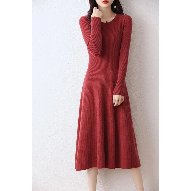 Soft Keen Length Australian Wool Sweater Dresses
