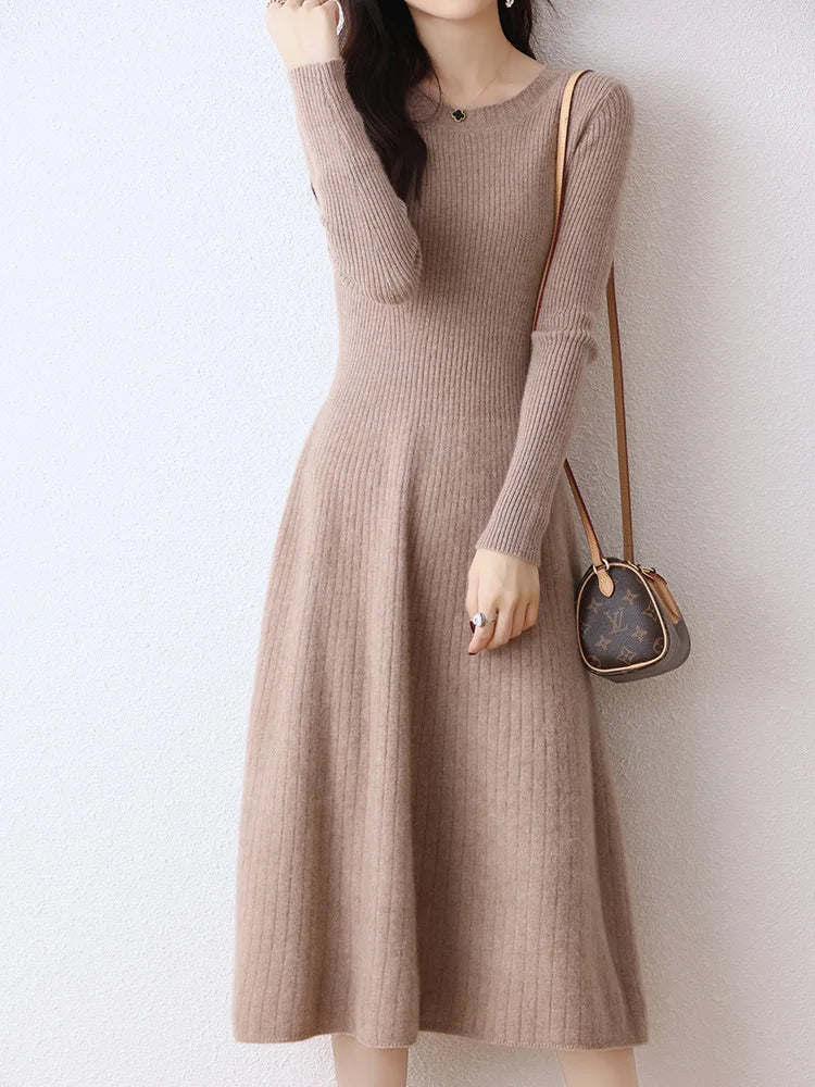 Soft Keen Length Australian Wool Sweater Dresses