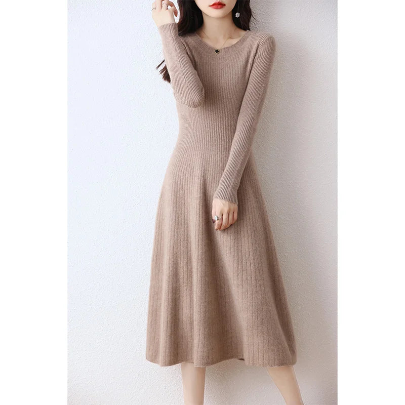 Soft Keen Length Australian Wool Sweater Dresses
