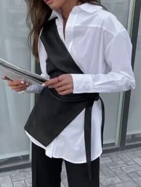 Asymmetric Faux Leather Vest