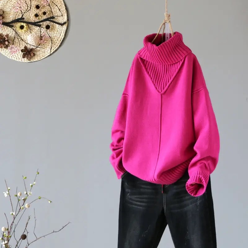 Relax Fit Rib Turtleneck Sweater