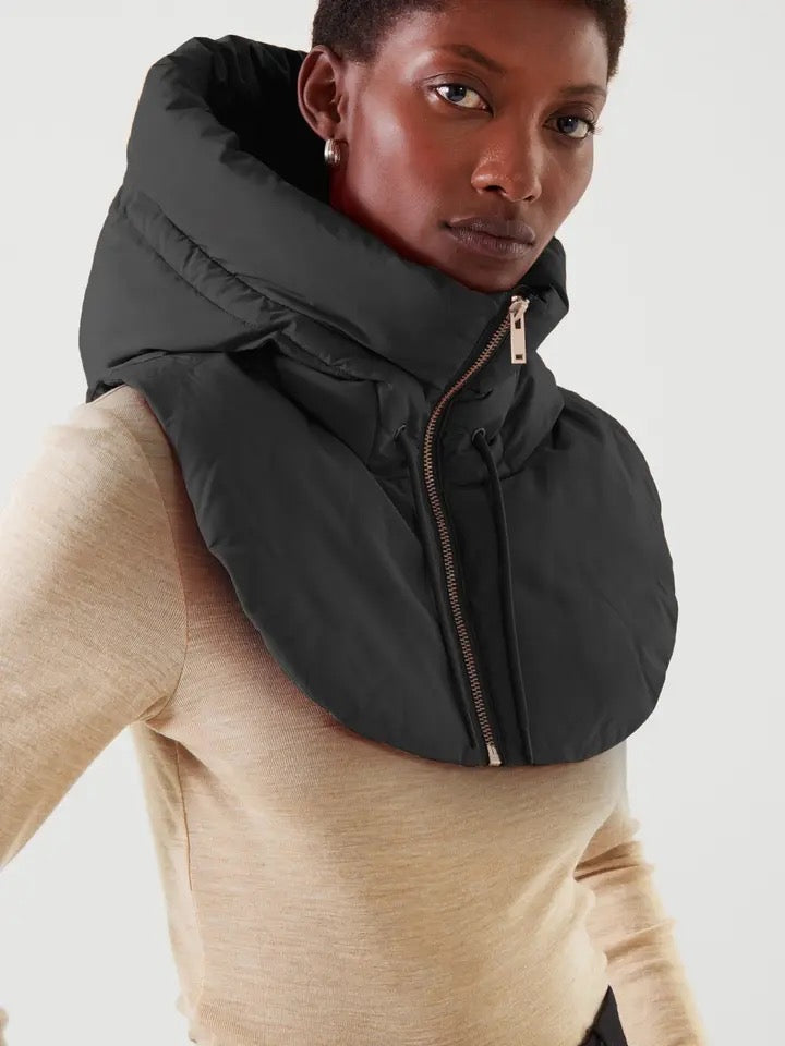 Hooded Puffer Zip Front Bib