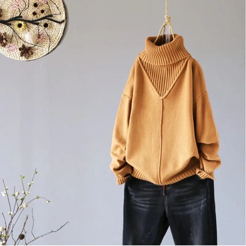 Relax Fit Rib Turtleneck Sweater