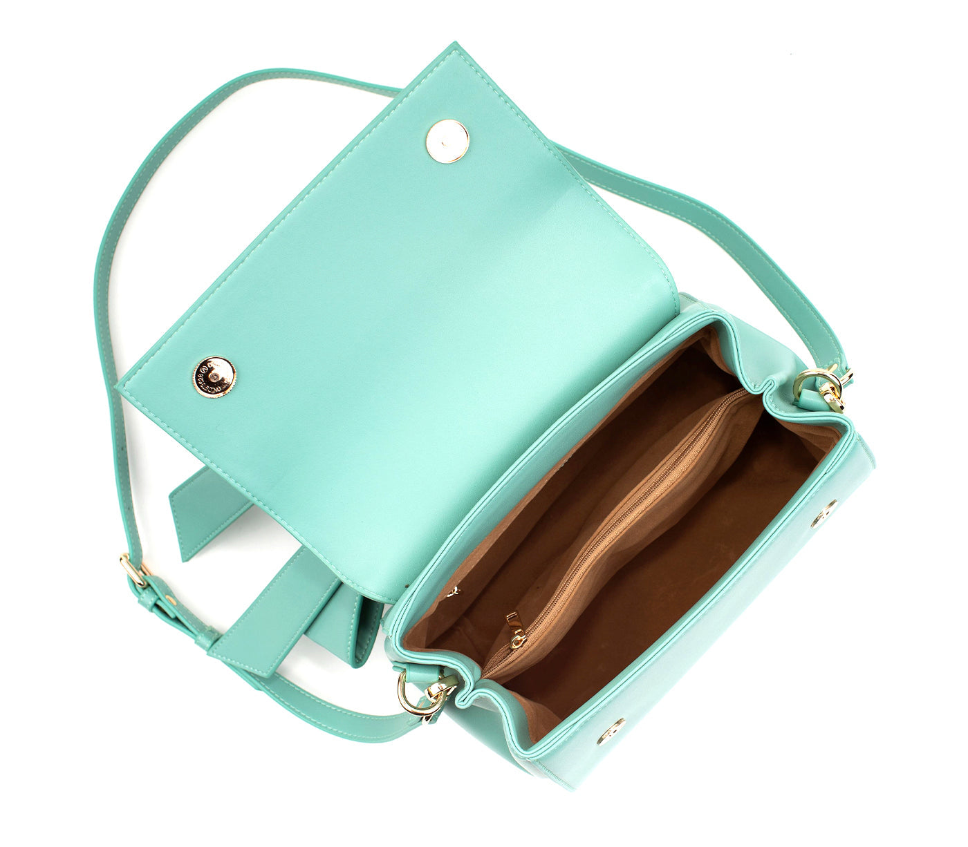 Cyan Vegan Crossbody Leather Bag with Bow
