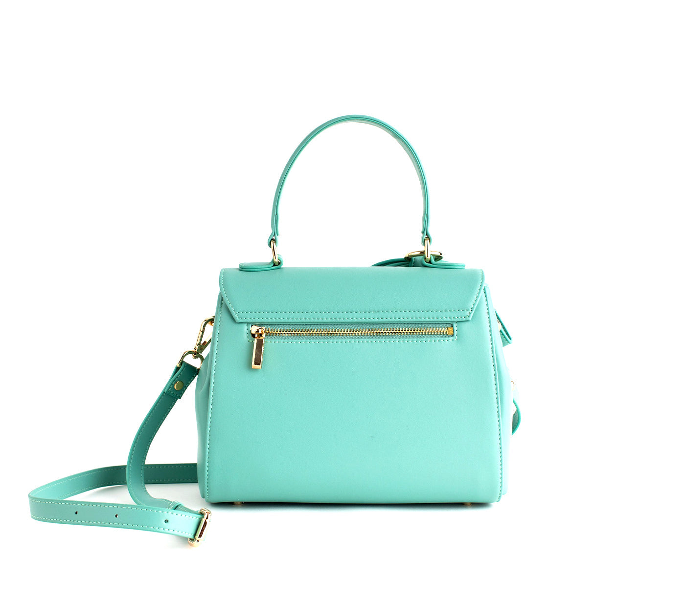 Cyan Vegan Crossbody Leather Bag with Bow