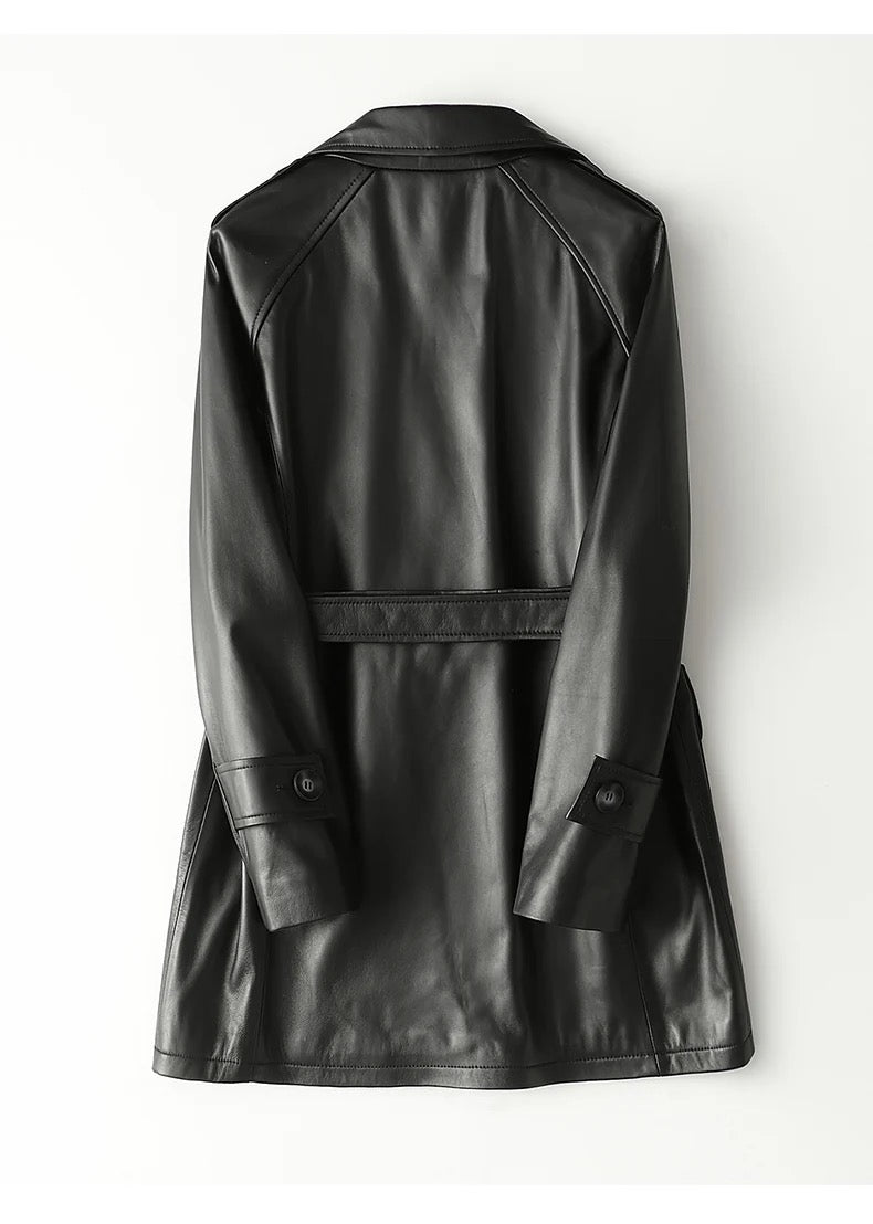 Black Faux Leather Trend Coat