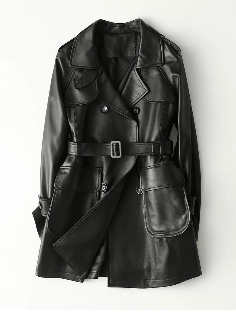 Black Faux Leather Trend Coat