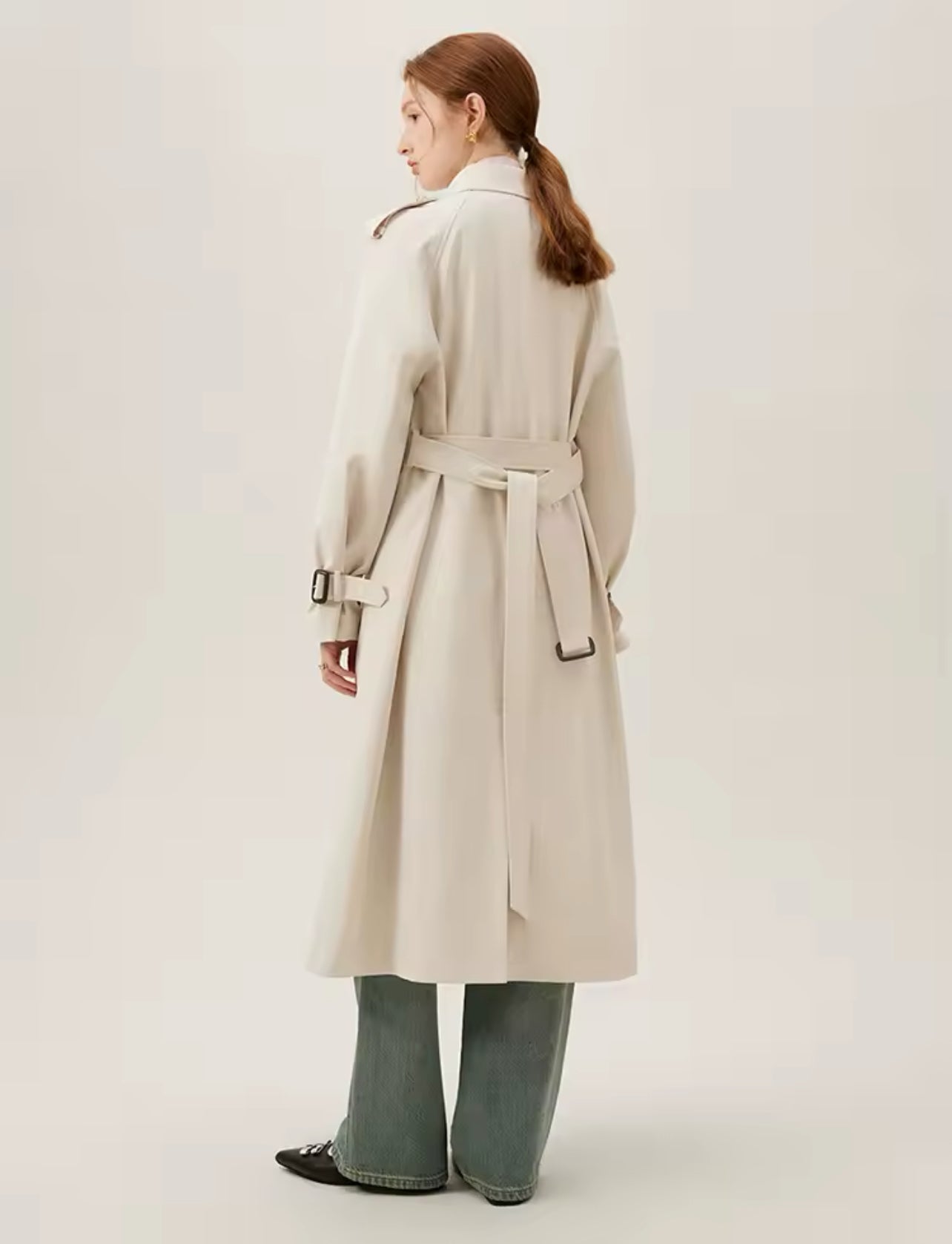 Beige Classic Double Breasted Trench Coat