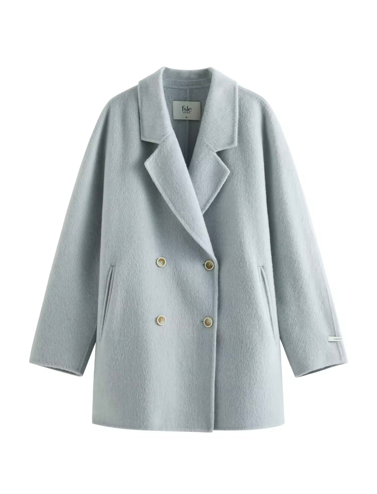 Oversize Double Breasted Mid Length Wool Coat
