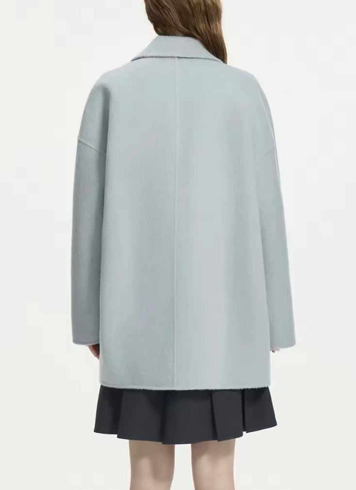 Oversize Double Breasted Mid Length Wool Coat