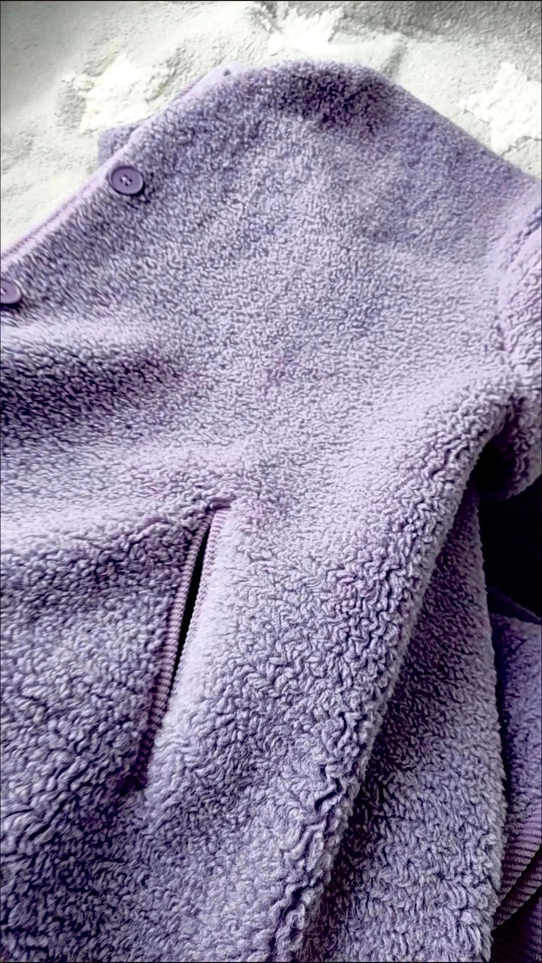 Taro Purple V Neck Fleece Jacket