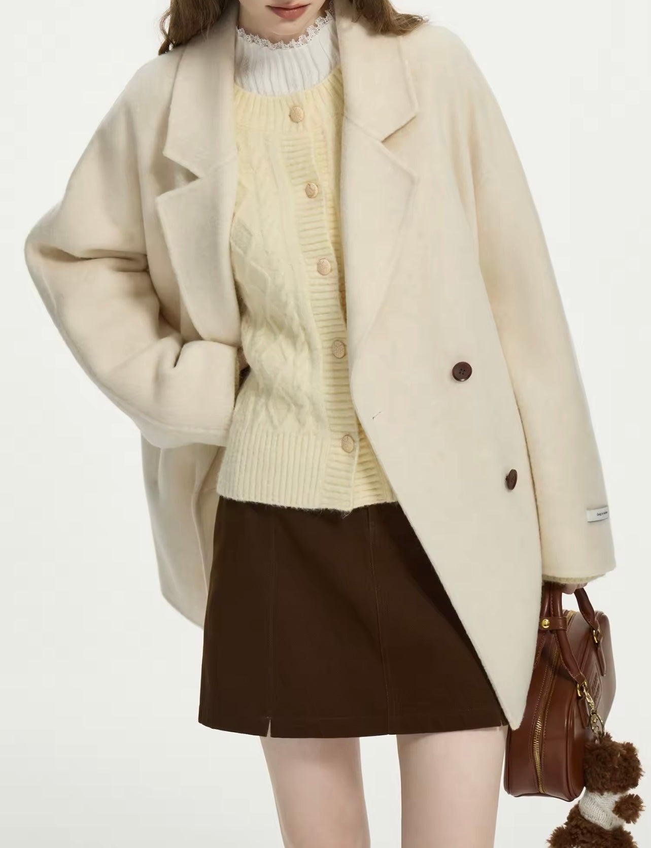 Oversize Double Breasted Mid Length Wool Coat