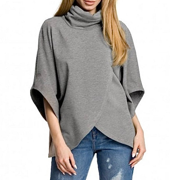 Comfortable Turtleneck Poncho Knitted Top