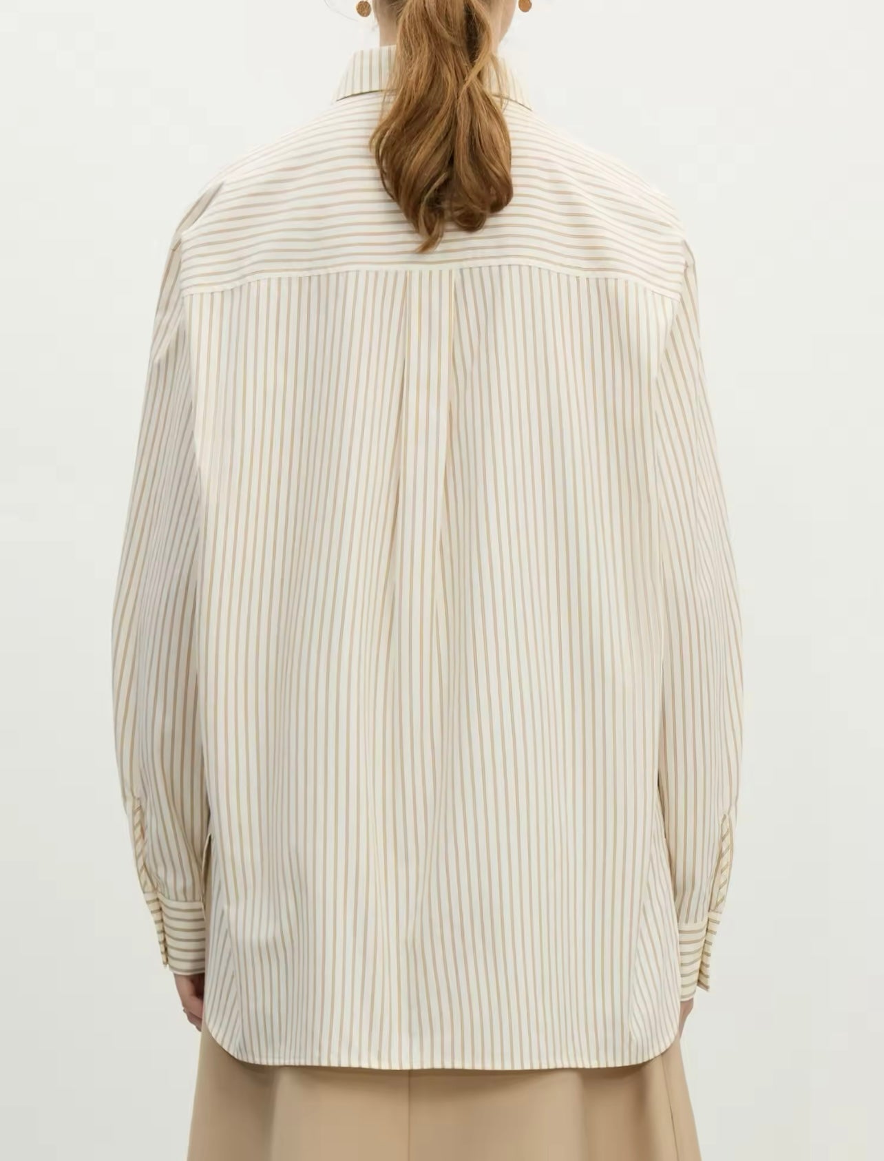 French Stripe Bow Tie Long Sleeves Shirt
