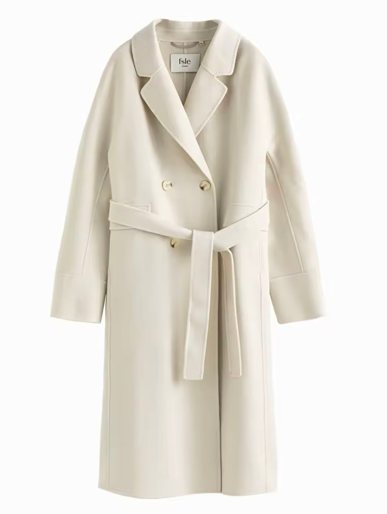 Korean Style Double Breasted Woolen Long Coat