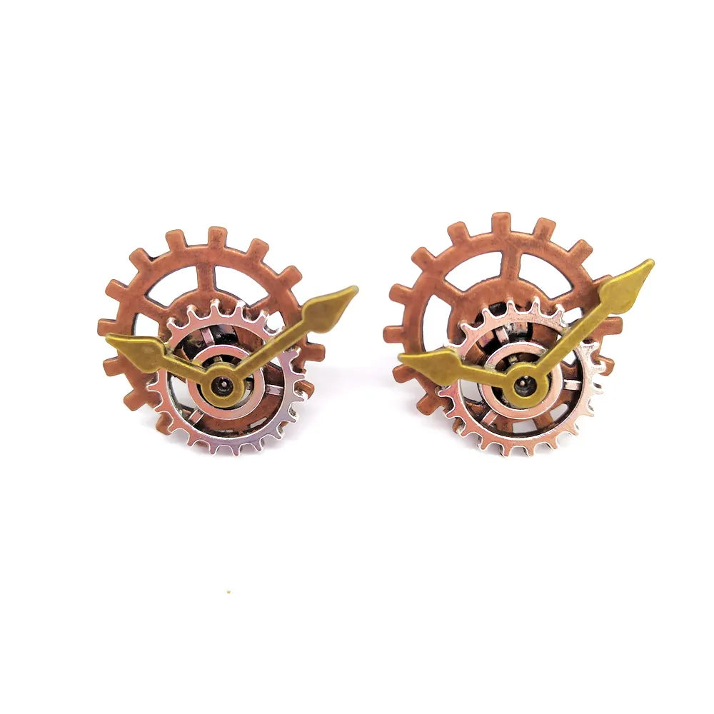 Vintage Clock Gears Steampunk Stud Earrings