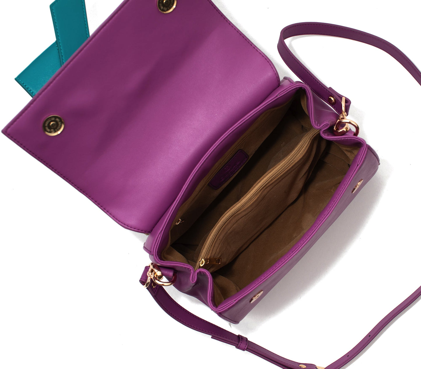 Purple Vegan Leather Bag with Blue Bow