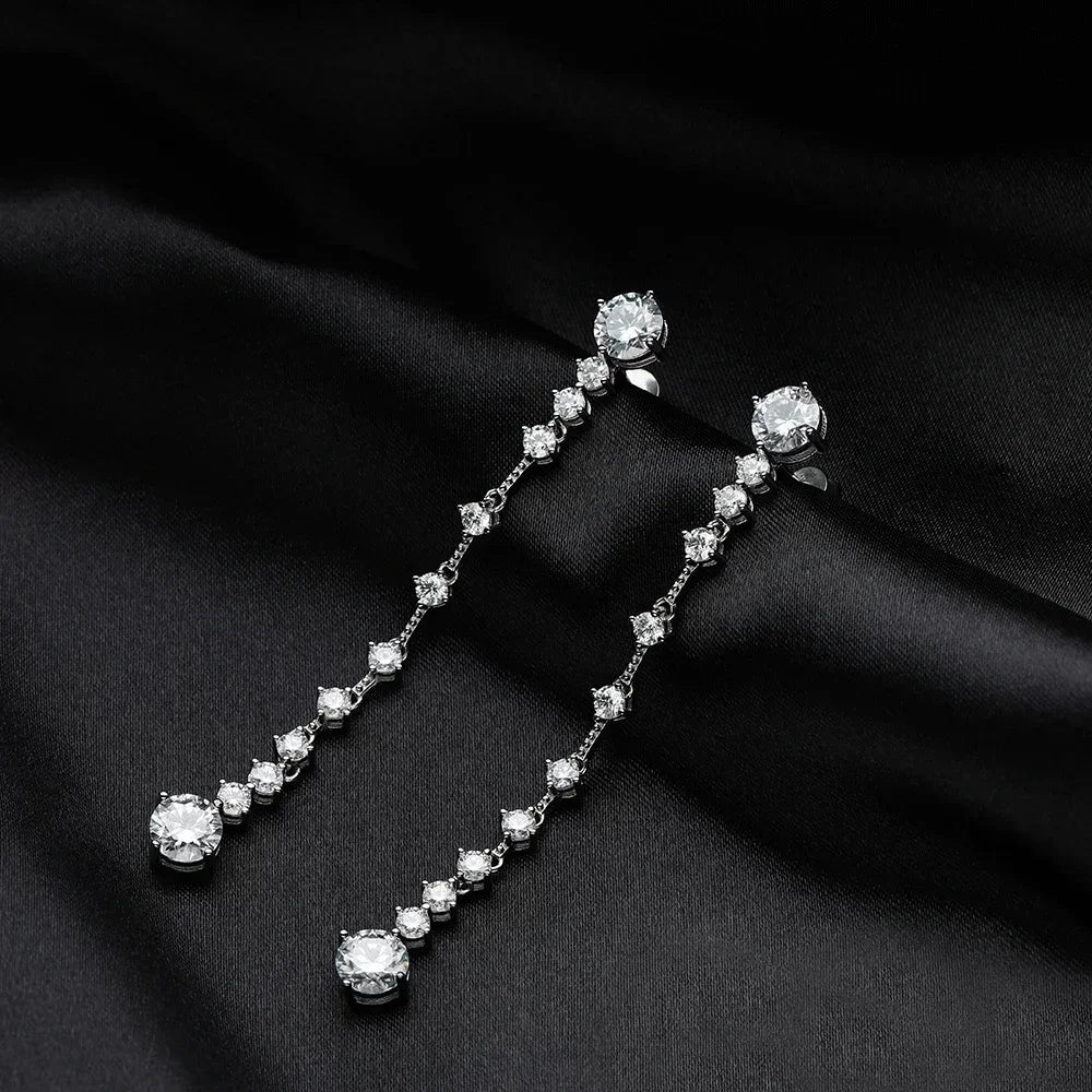 Moissanite Sterling Silver Drop Earrings