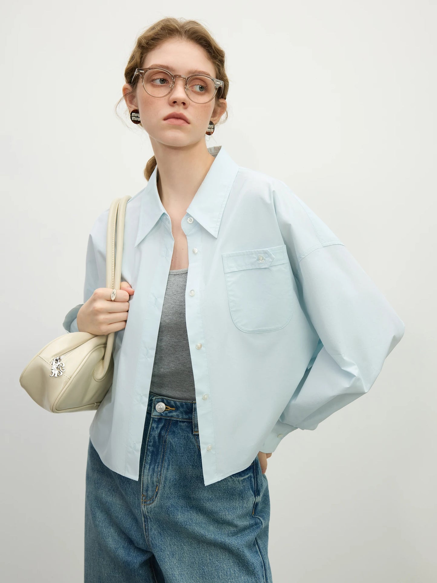 Minimalist Long Sleeves Wide Cut Shirt