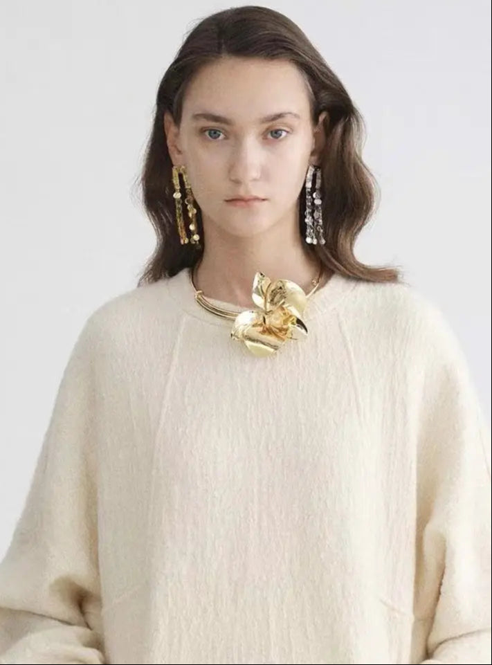 Minimalist Large Metal Flower Statement Necklace