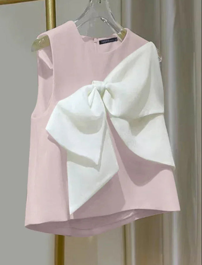 Chic Bow Tie Accent Sleeveless Top