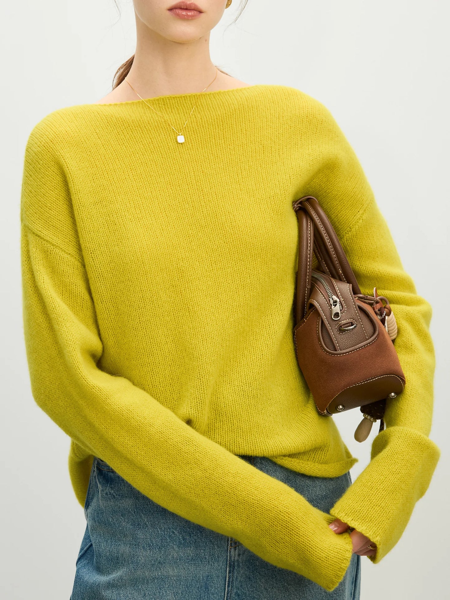 Happy Yellow Pullover Crew Neck Sweaters