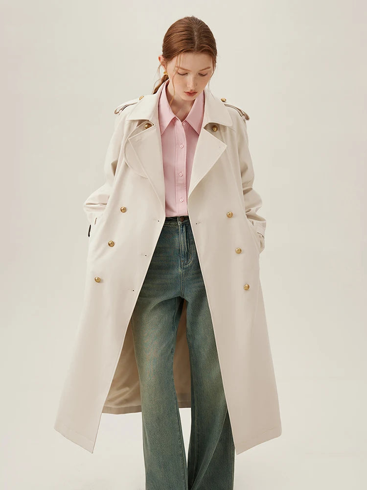 Beige Classic Double Breasted Trench Coat