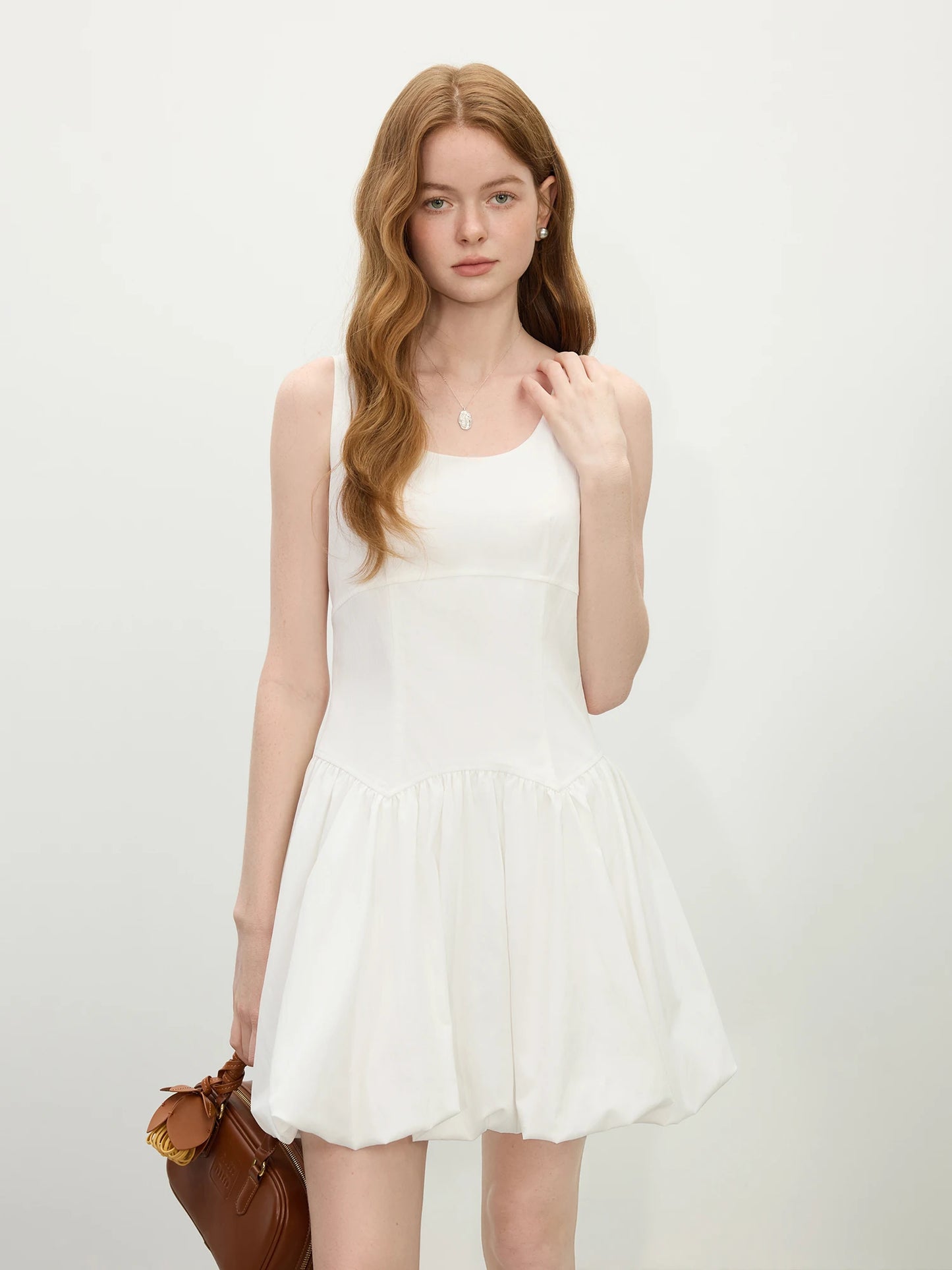 Chic Sleeveless A-Line Puff Mini Dress