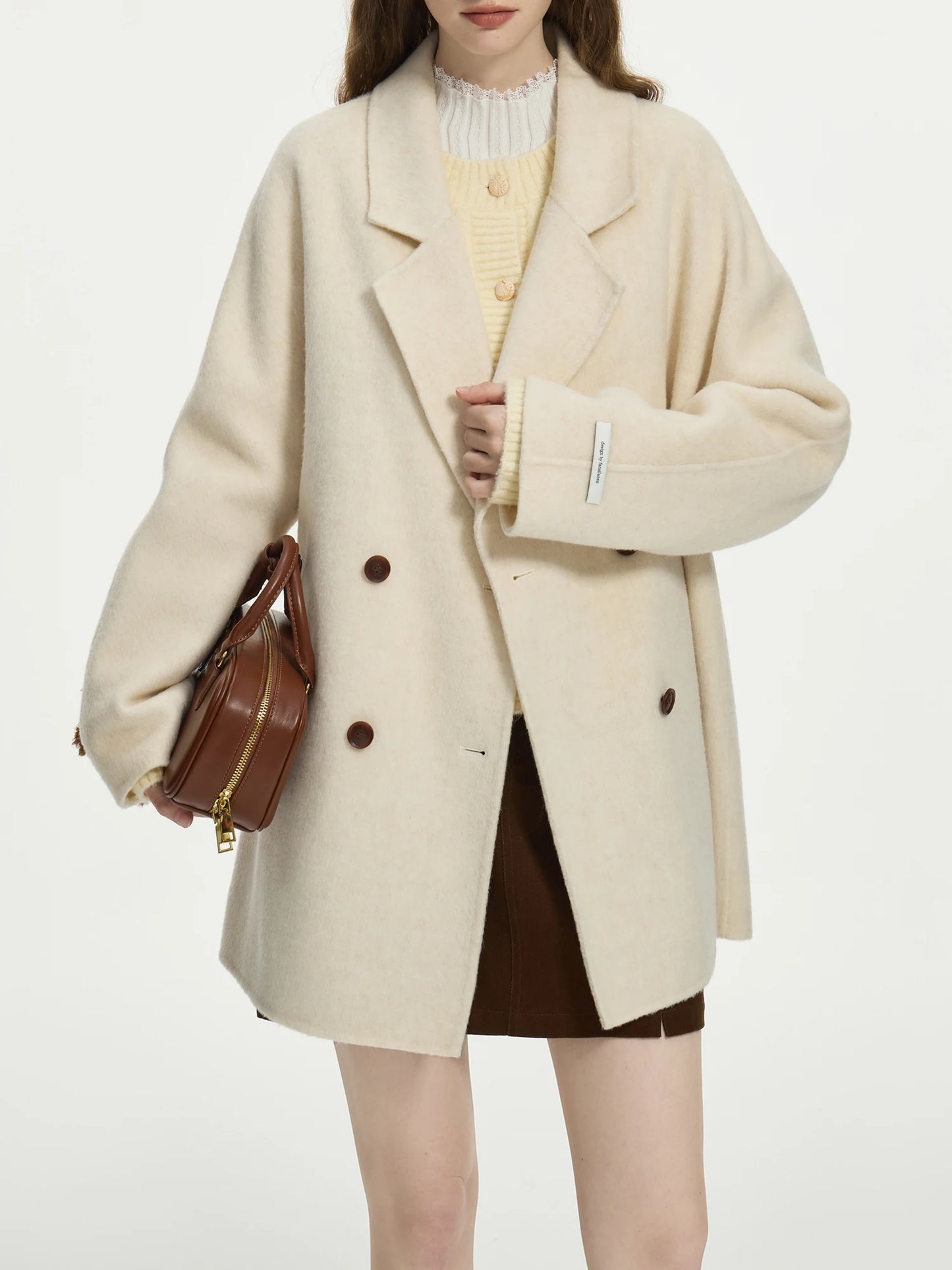 Oversize Double Breasted Mid Length Wool Coat