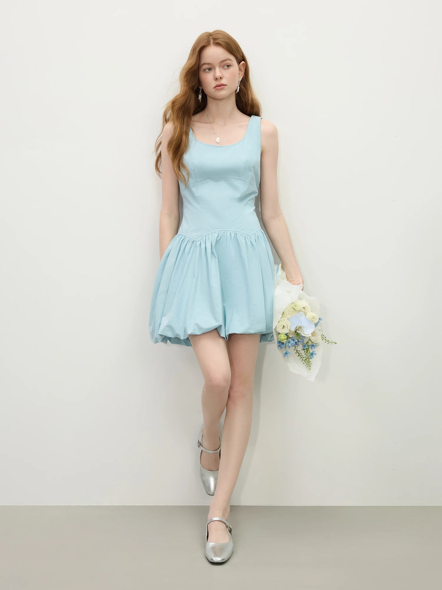 Chic Sleeveless A-Line Puff Mini Dress