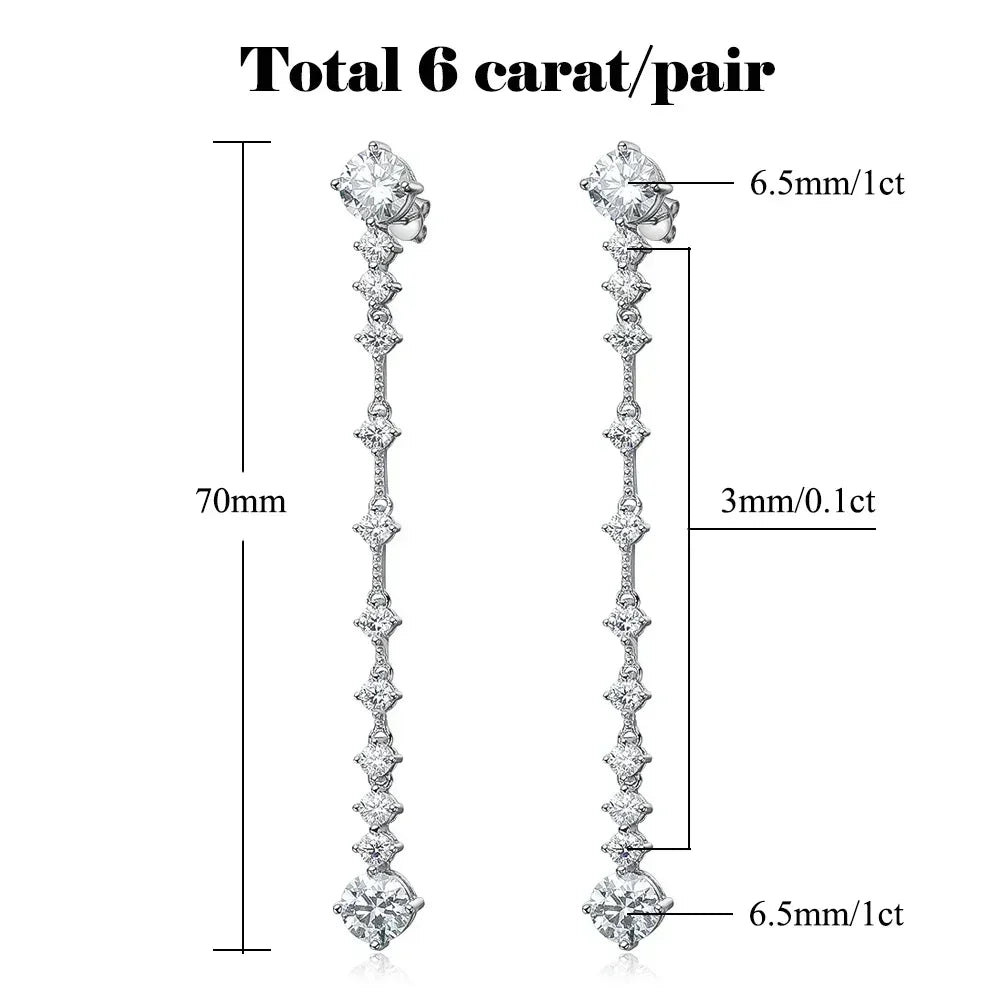 Moissanite Sterling Silver Drop Earrings