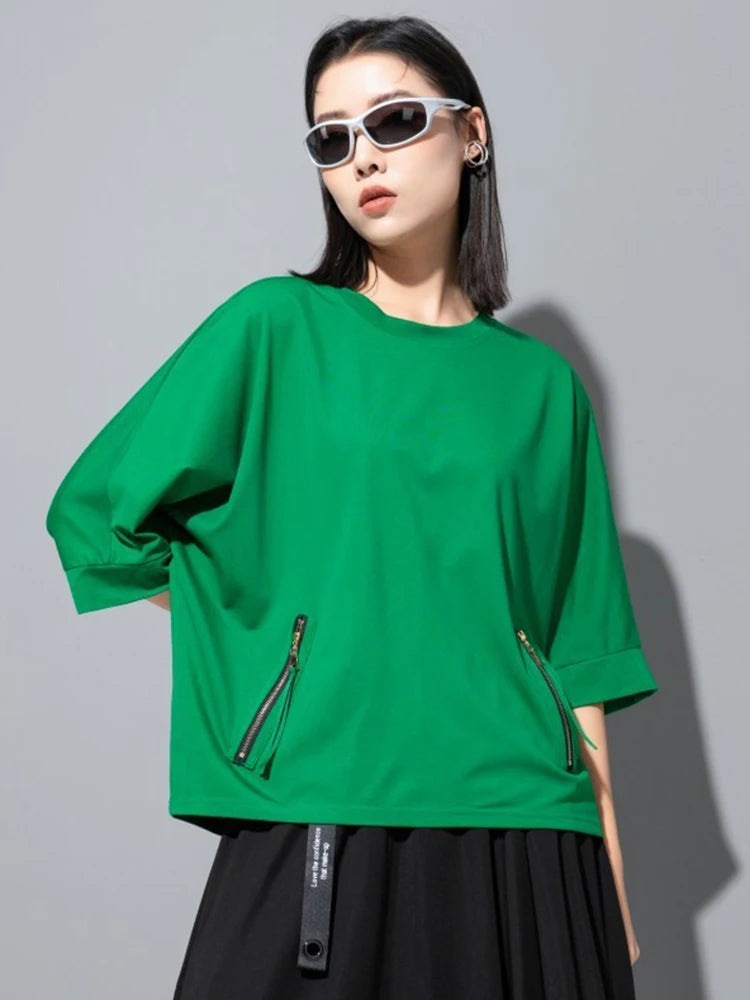 Oversized Casual T-Shirt with Three-Quarter Sleeve