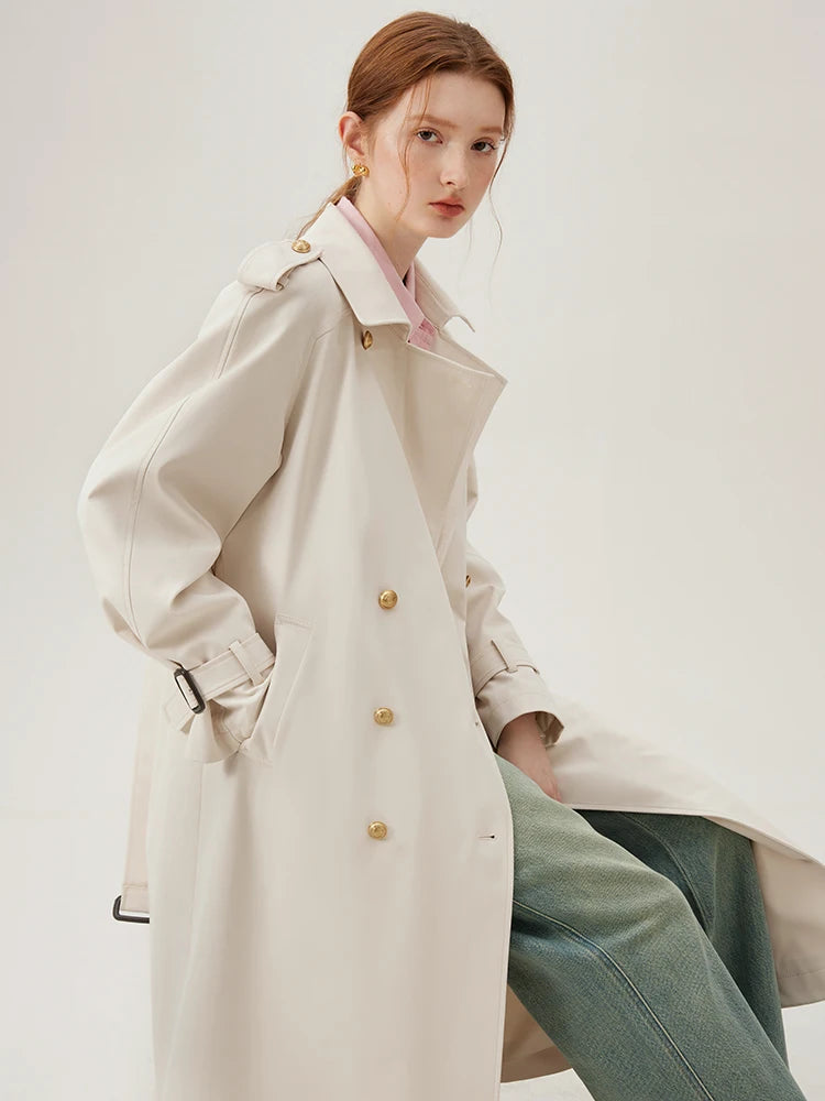 Beige Classic Double Breasted Trench Coat