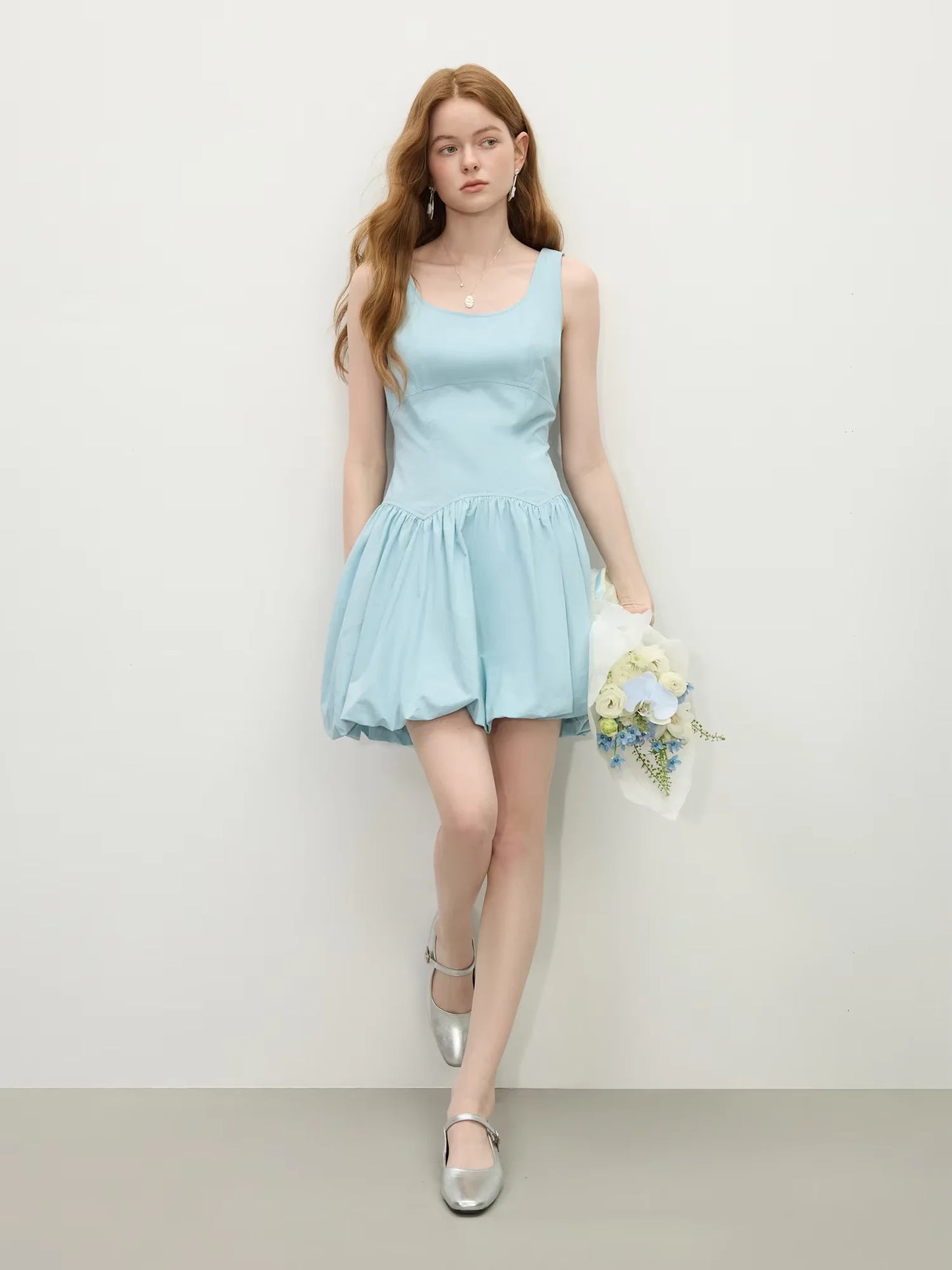 Chic Sleeveless A-Line Puff Mini Dress