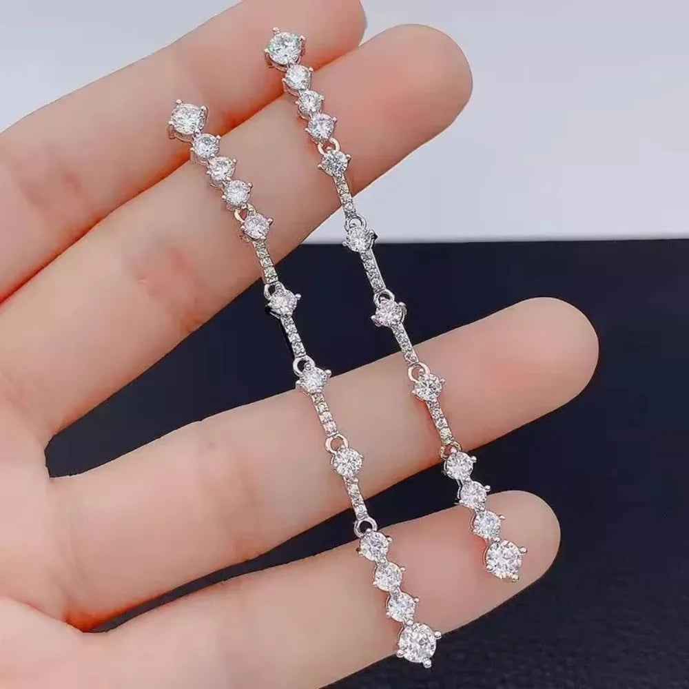 Moissanite Sterling Silver Drop Earrings