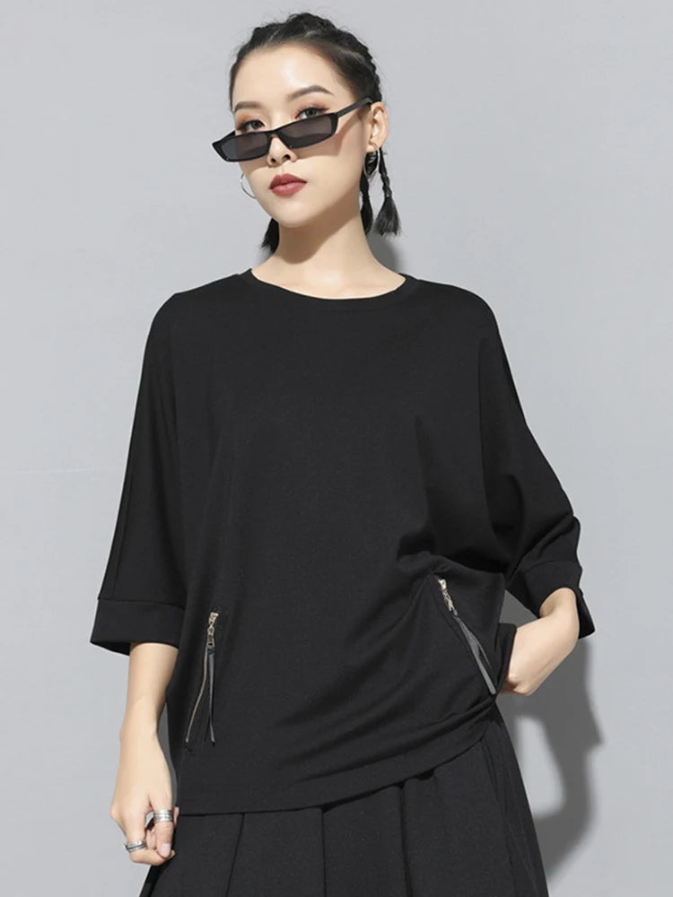 Oversized Casual T-Shirt with Three-Quarter Sleeve