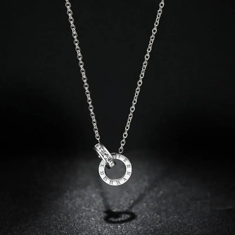 Titanium Steel Locked Rings Pendant Necklace
