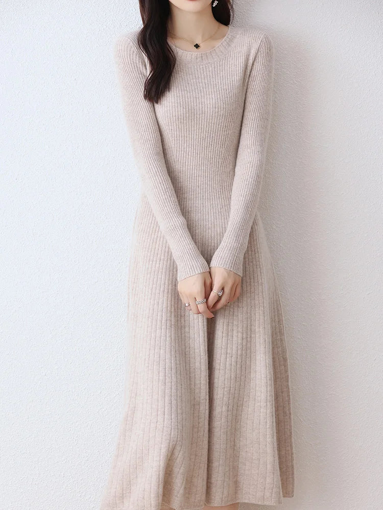 Soft Keen Length Australian Wool Sweater Dresses