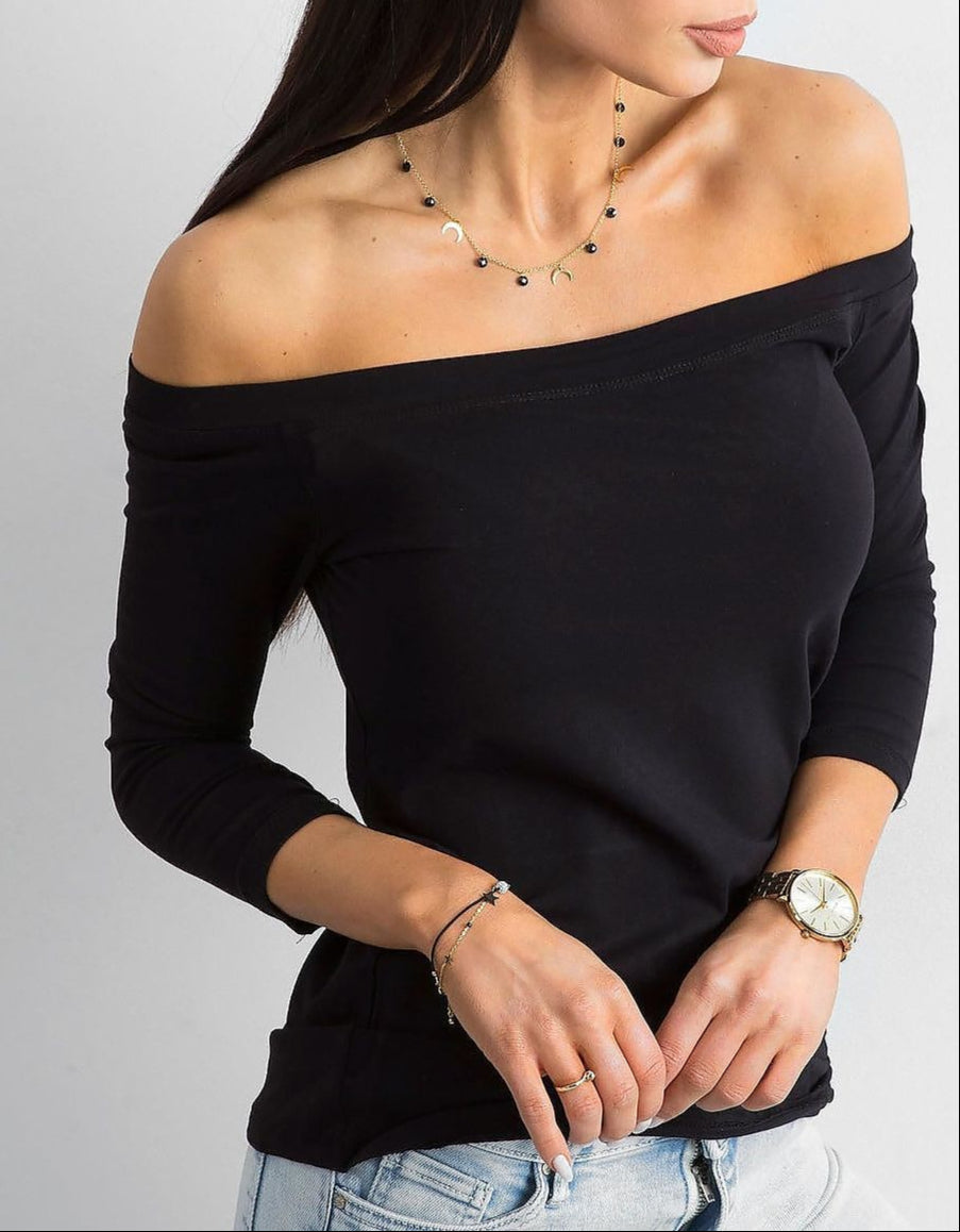 Black Off Shoulder 3/4 Sleeves Top